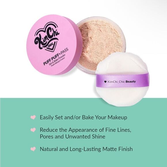 Kimchi Chic Beauty Puff Puff Pass Set and Bake Setting Powder for Makeup w/ Poof - Picture 2 of 7